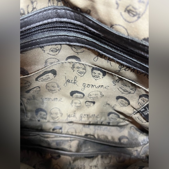 Jack Gomme Paris France Leather and Canvas Flap Front Messenger/ Shoulder Bag - Picture 10 of 14